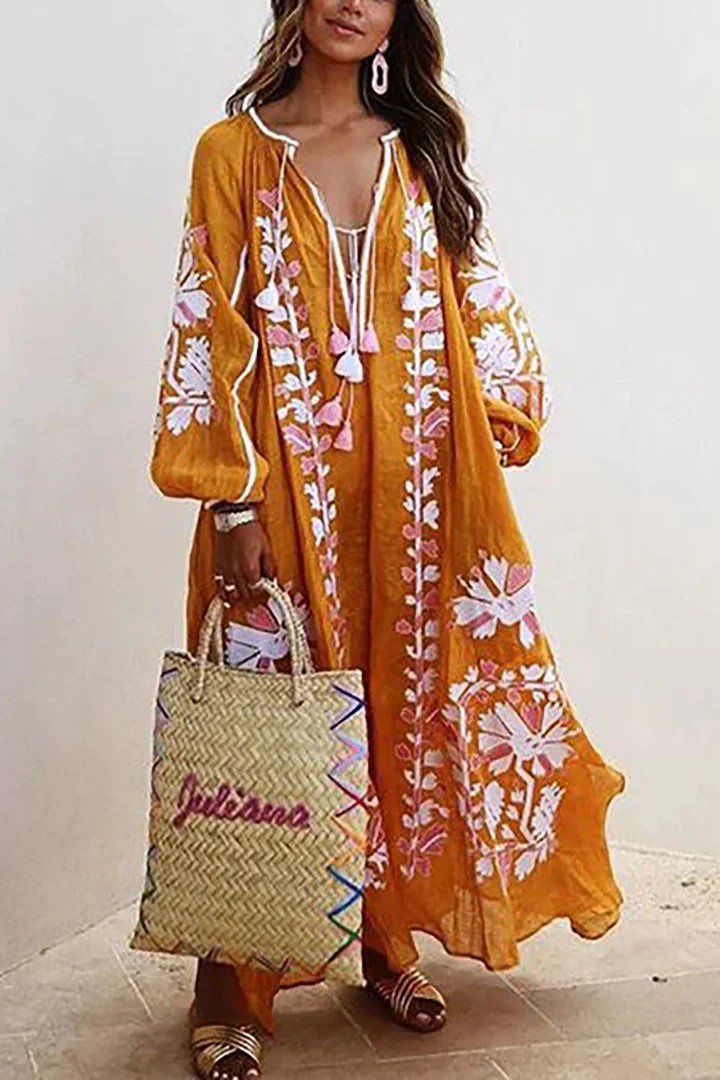 Lena- Langes Kleid im Bohemian Stil mit Blumendruck - Image 4