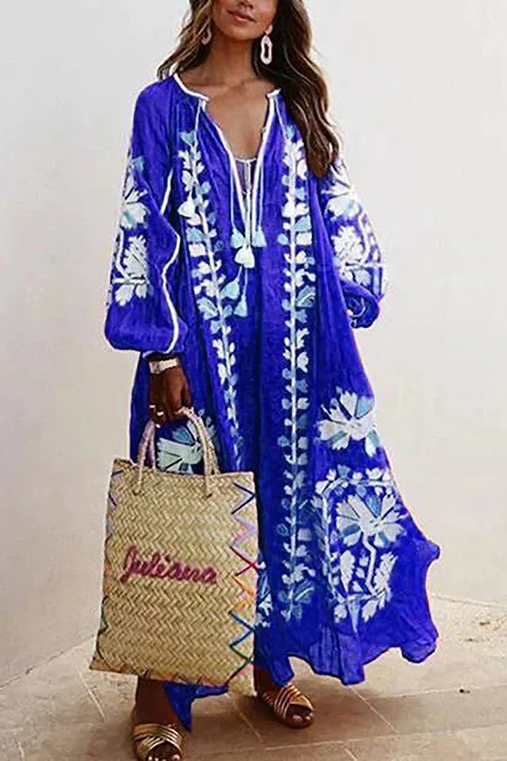 Lena- Langes Kleid im Bohemian Stil mit Blumendruck - Image 5