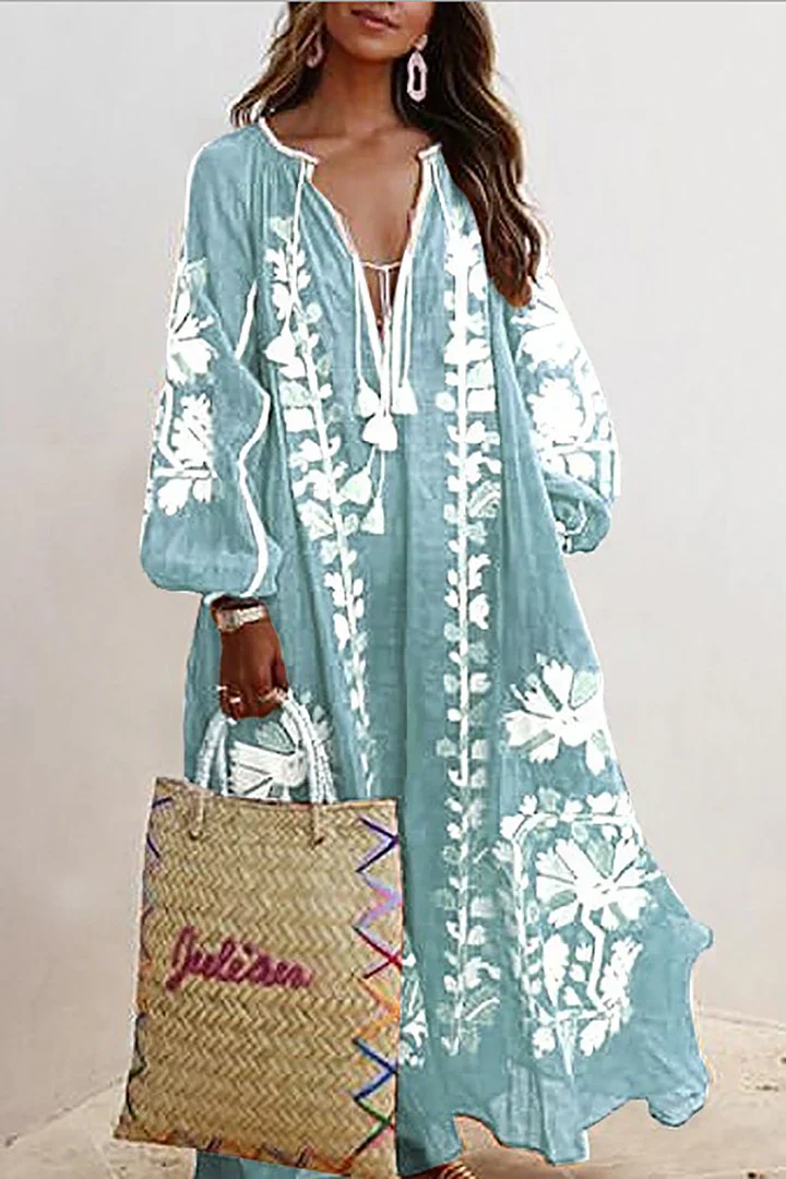 Lena- Langes Kleid im Bohemian Stil mit Blumendruck - Image 6