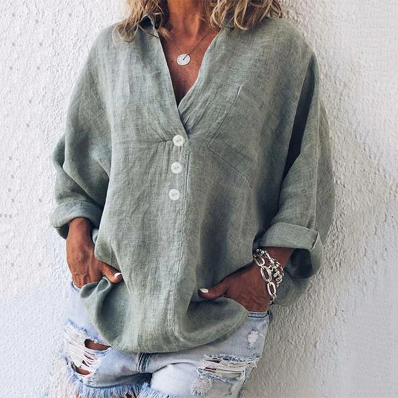 Lena – Lässige V-Ausschnitt Bluse Mit Knopfleiste - Image 5
