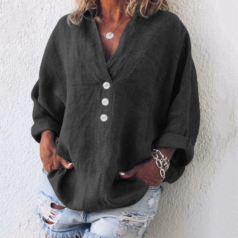 Lena – Lässige V-Ausschnitt Bluse Mit Knopfleiste - Image 6