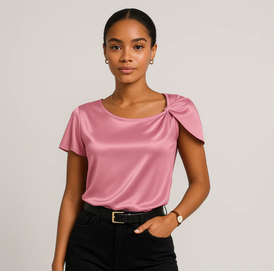 Lena – Moderne, elegante Schulterbluse mit Knoten-Details - Image 2