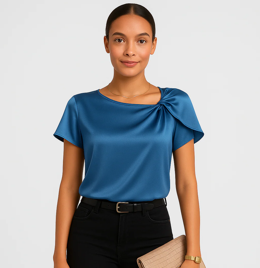 Lena – Moderne, elegante Schulterbluse mit Knoten-Details - Image 6