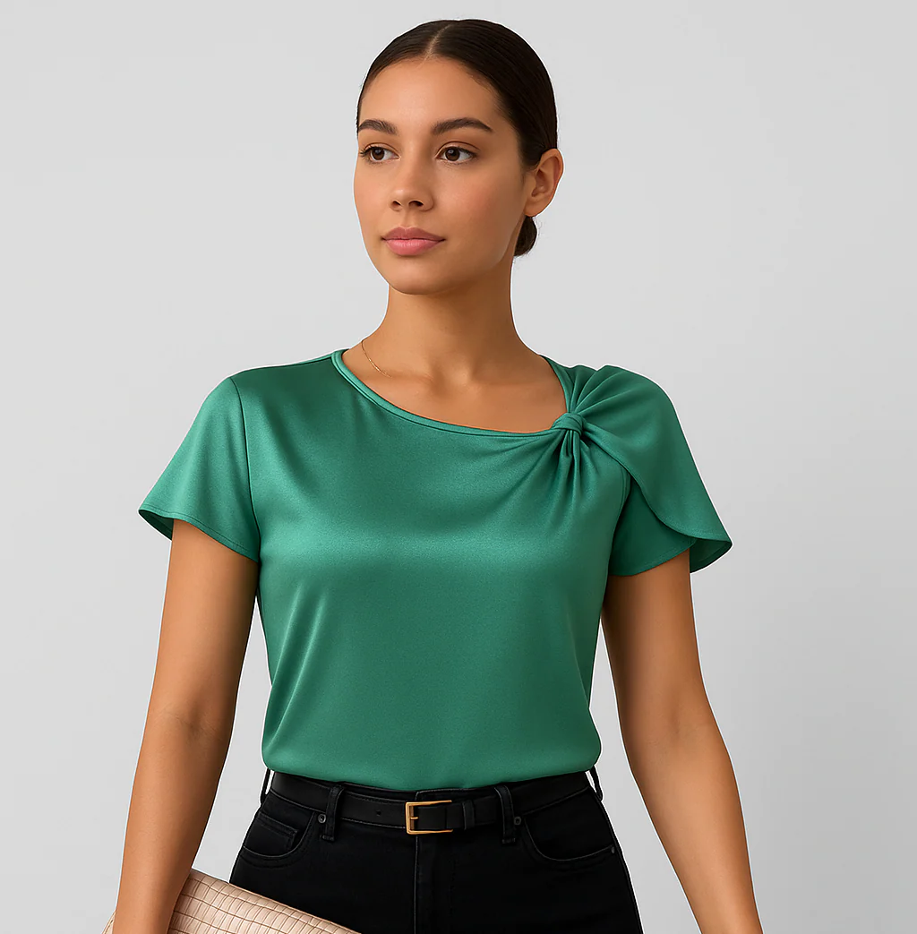 Lena – Moderne, elegante Schulterbluse mit Knoten-Details - Image 7