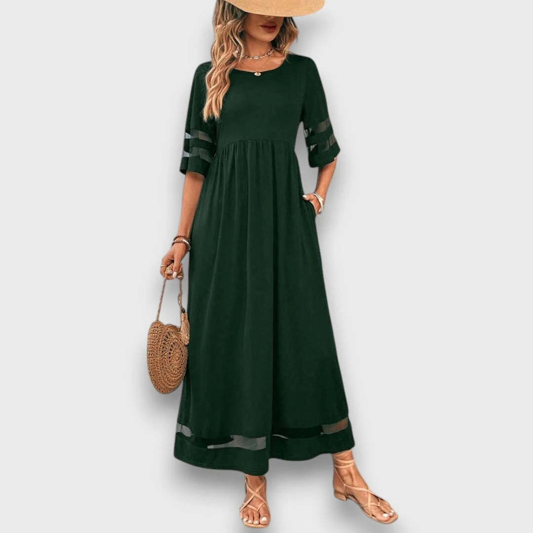 Lenava – Schwarzes Kleid mit transparenten Akzenten - Image 2