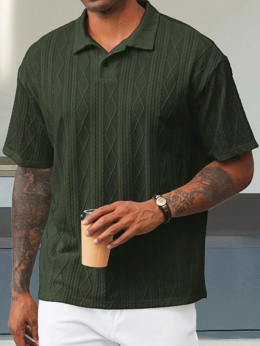 Lennart – Poloshirt Herren Geometrisch Strukturiert Kurzarm Pendlerlook - Image 2
