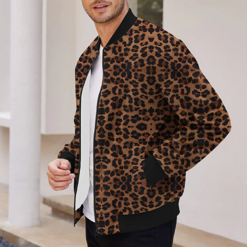 Leopard-Bomberjacke mit Reißverschluss für Herren - Image 2