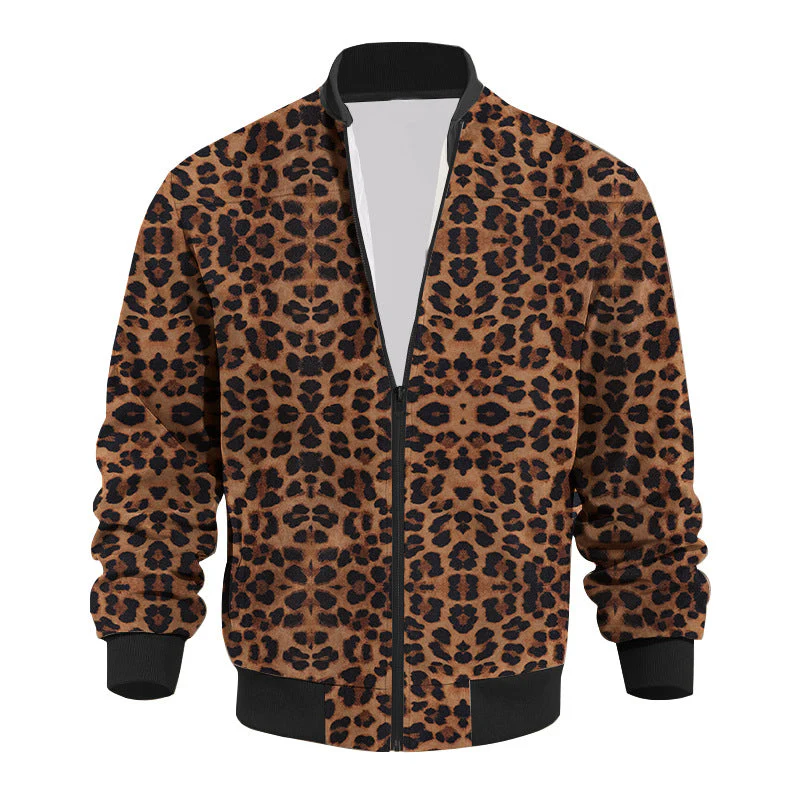 Leopard-Bomberjacke mit Reißverschluss für Herren - Image 3