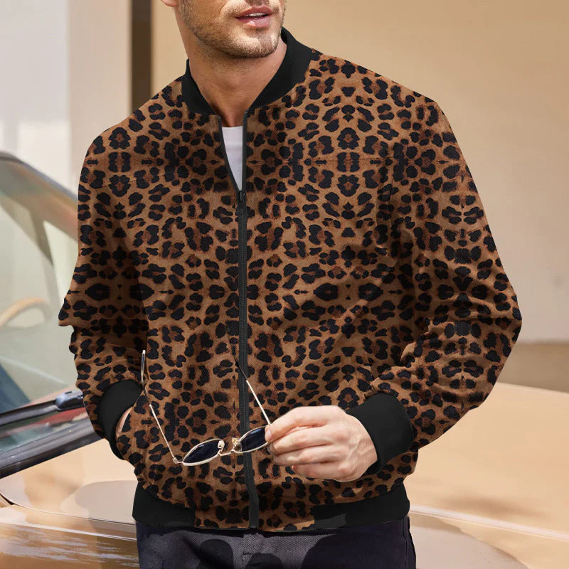Leopard-Bomberjacke mit Reißverschluss für Herren - Image 4