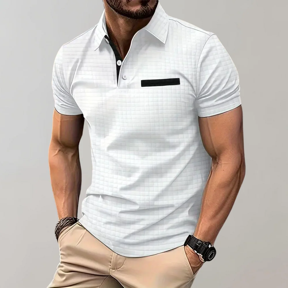 Liam | Waffelstrick-Poloshirt mit auffälliger Kontrastfarbe - Image 18