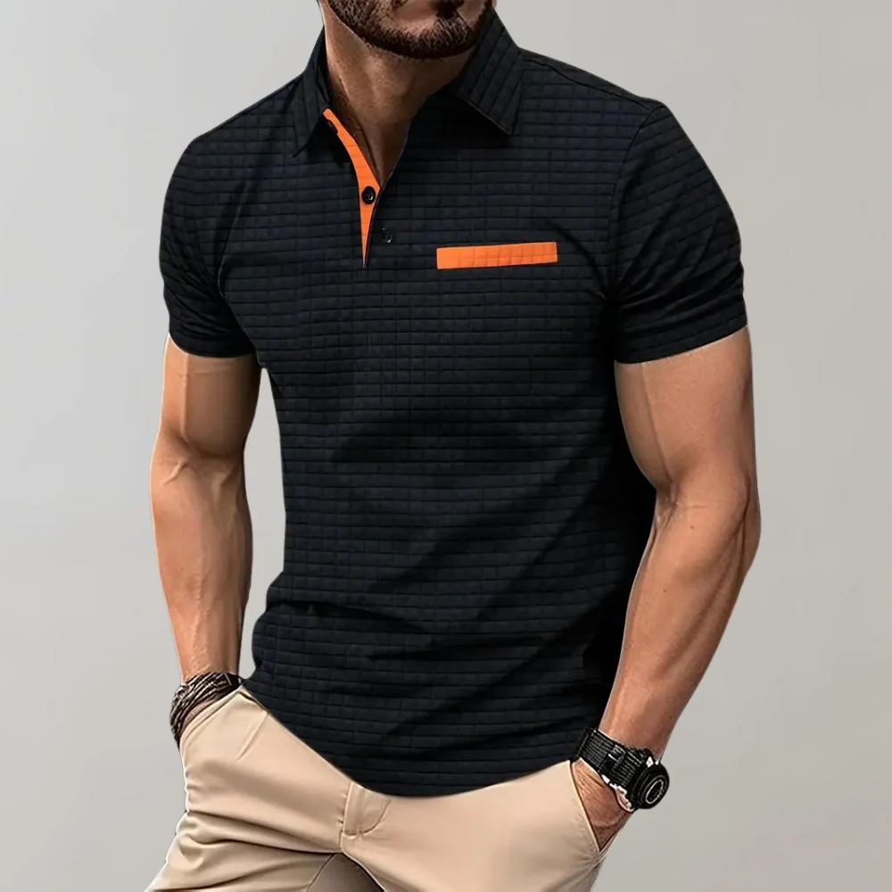 Liam | Waffelstrick-Poloshirt mit auffälliger Kontrastfarbe - Image 2