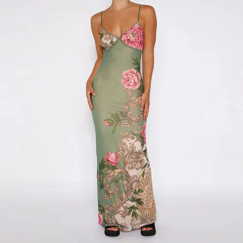 Lianna | Maxikleid mit rosa Blumenakzenten - Image 4