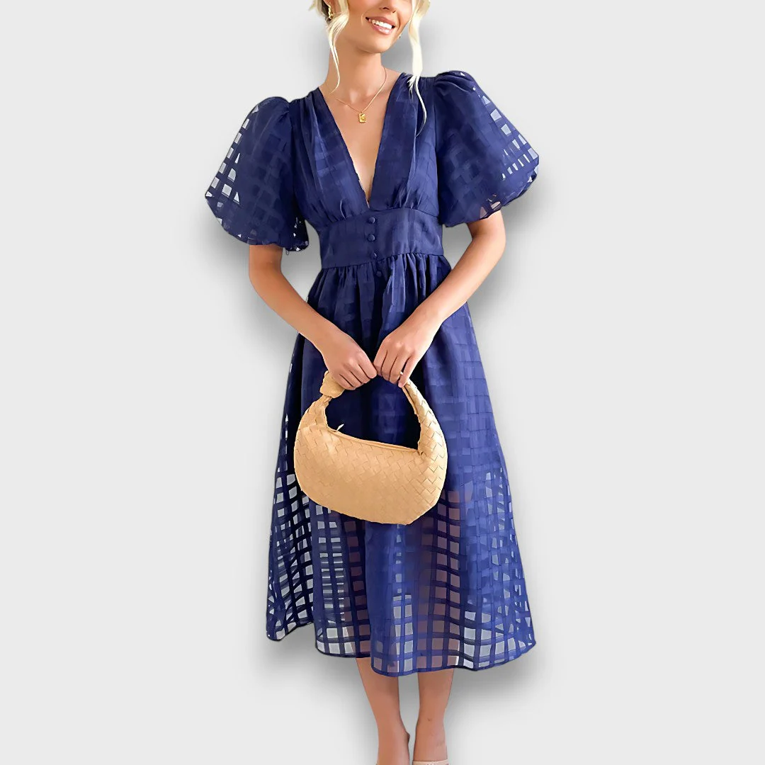 Lianora – Feminines Midikleid mit Strukturmuster - Image 2
