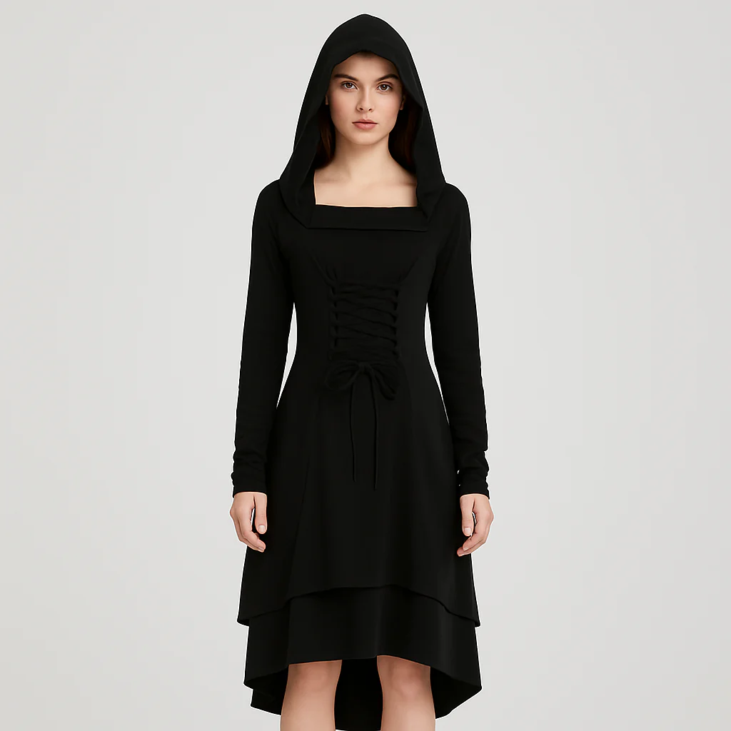 Liesel | Gothic Cosplay-Outfit mit Kapuze und langen Ärmeln - Image 3