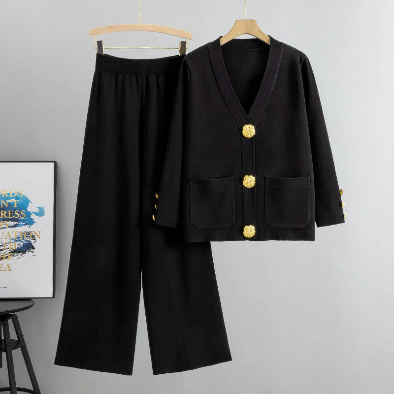 Lieselotte | Damen-Set Knopf-Pullover & Weitbein-Hose - Image 3