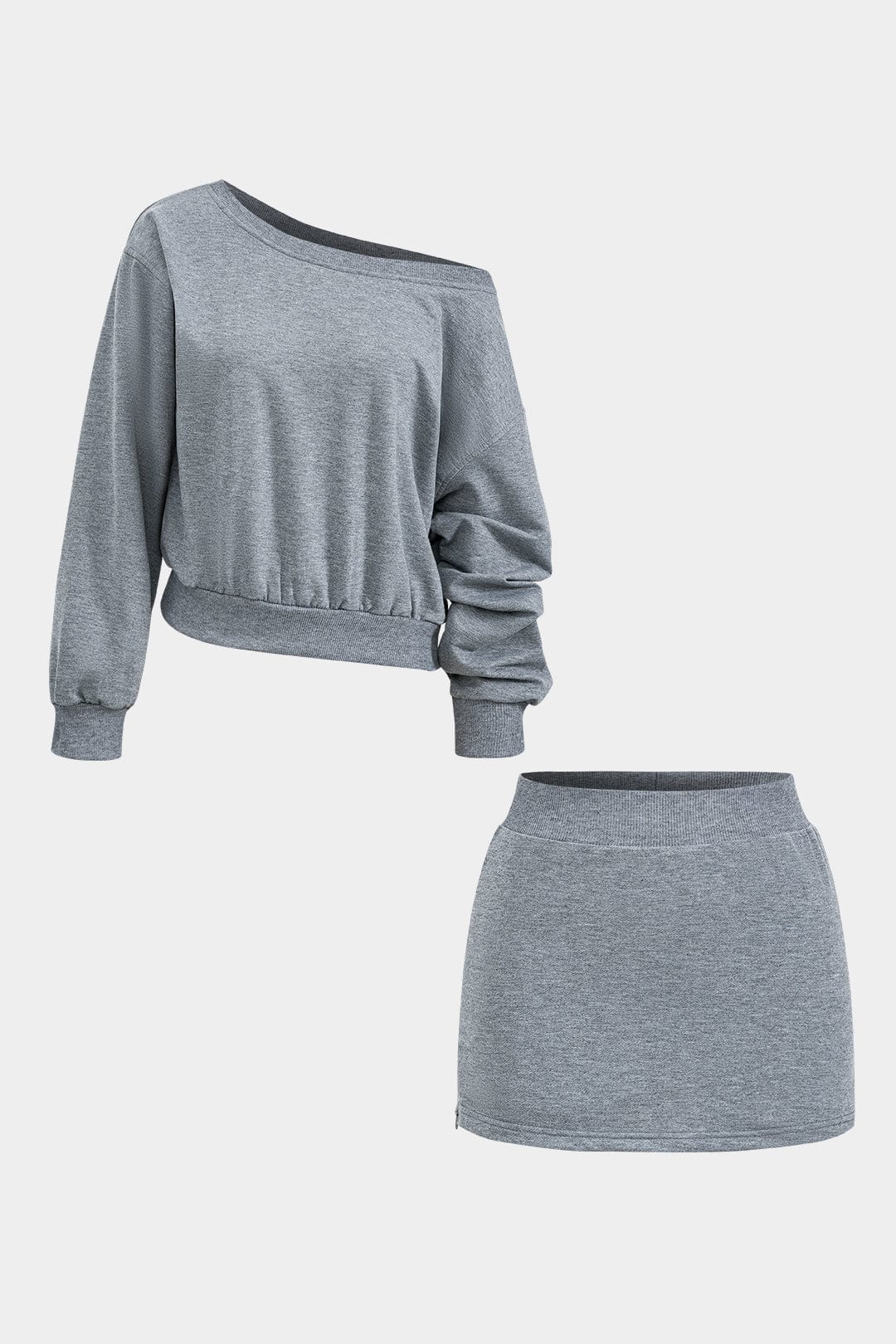 Lilli | Trendiges Zweiteiler-Set mit One-Shoulder-Sweatshirt & Minirock - Image 7