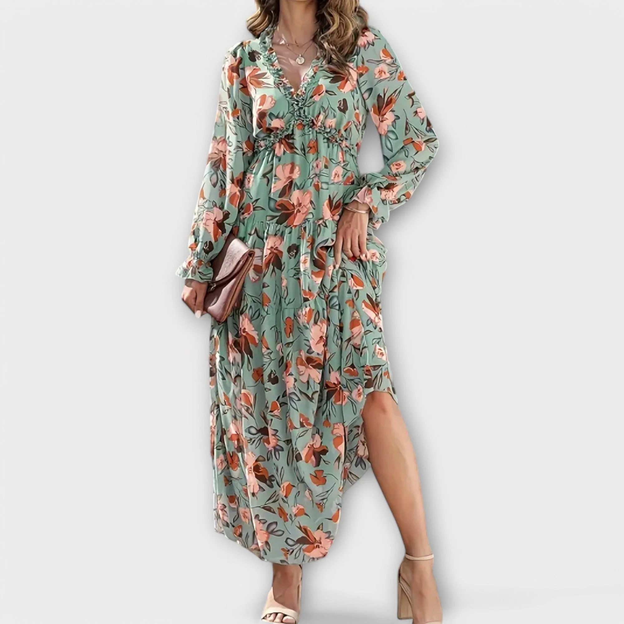 Lillian | Romantisches, transparentes Maxikleid mit floralem Design - Image 4