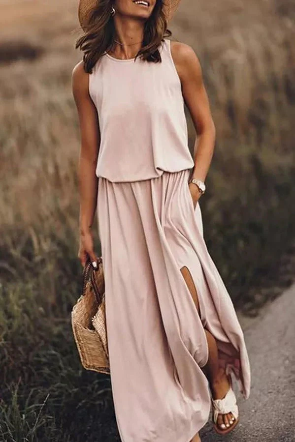 Lina | Fließendes Maxikleid mit Schlitz für mühelose Eleganz - Image 2