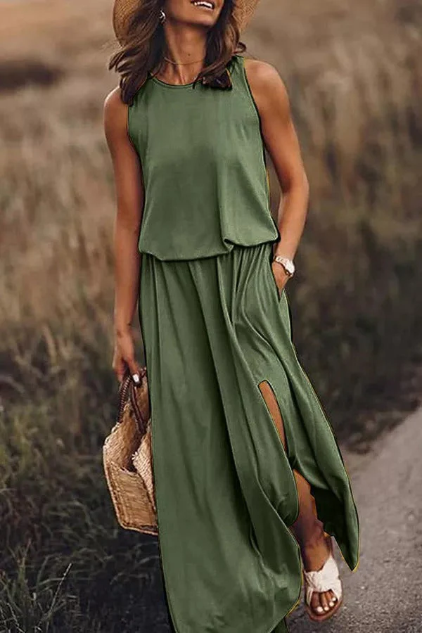 Lina | Fließendes Maxikleid mit Schlitz für mühelose Eleganz - Image 6
