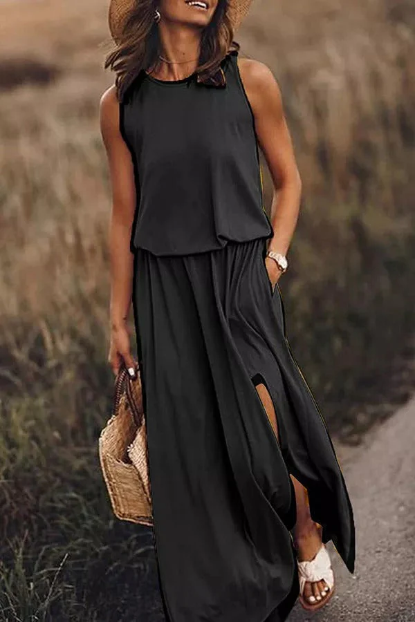 Lina | Fließendes Maxikleid mit Schlitz für mühelose Eleganz - Image 8