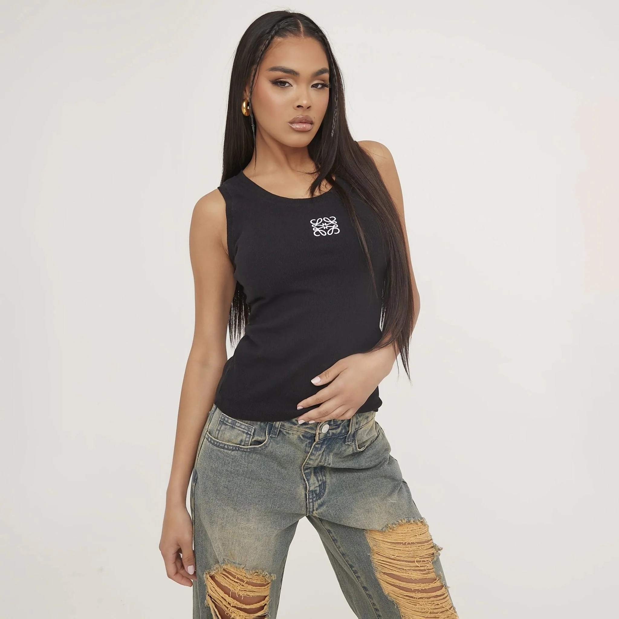 Lina | Geripptes Tanktop mit Stickerei - Image 21