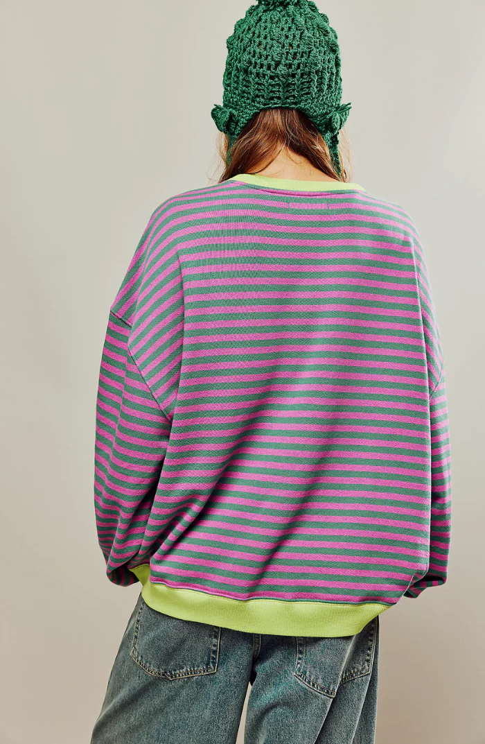 LINA ÜBERGROßER GESTREIFTER PULLOVER - Image 2