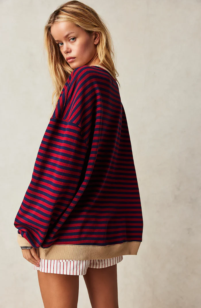 LINA ÜBERGROßER GESTREIFTER PULLOVER - Image 4