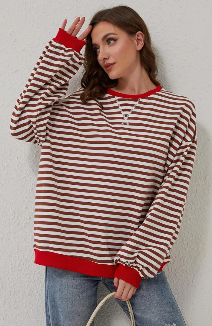 LINA ÜBERGROßER GESTREIFTER PULLOVER - Image 8