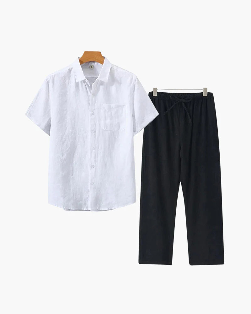 Lincoln | Old Money Herren Leinen-Set mit Kurzarmhemd & Sommerhose - Image 12