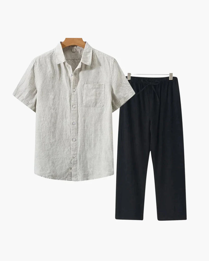 Lincoln | Old Money Herren Leinen-Set mit Kurzarmhemd & Sommerhose - Image 2
