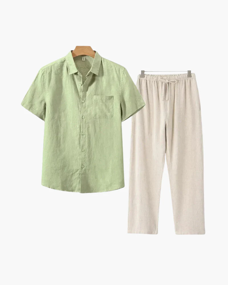 Lincoln | Old Money Herren Leinen-Set mit Kurzarmhemd & Sommerhose - Image 3