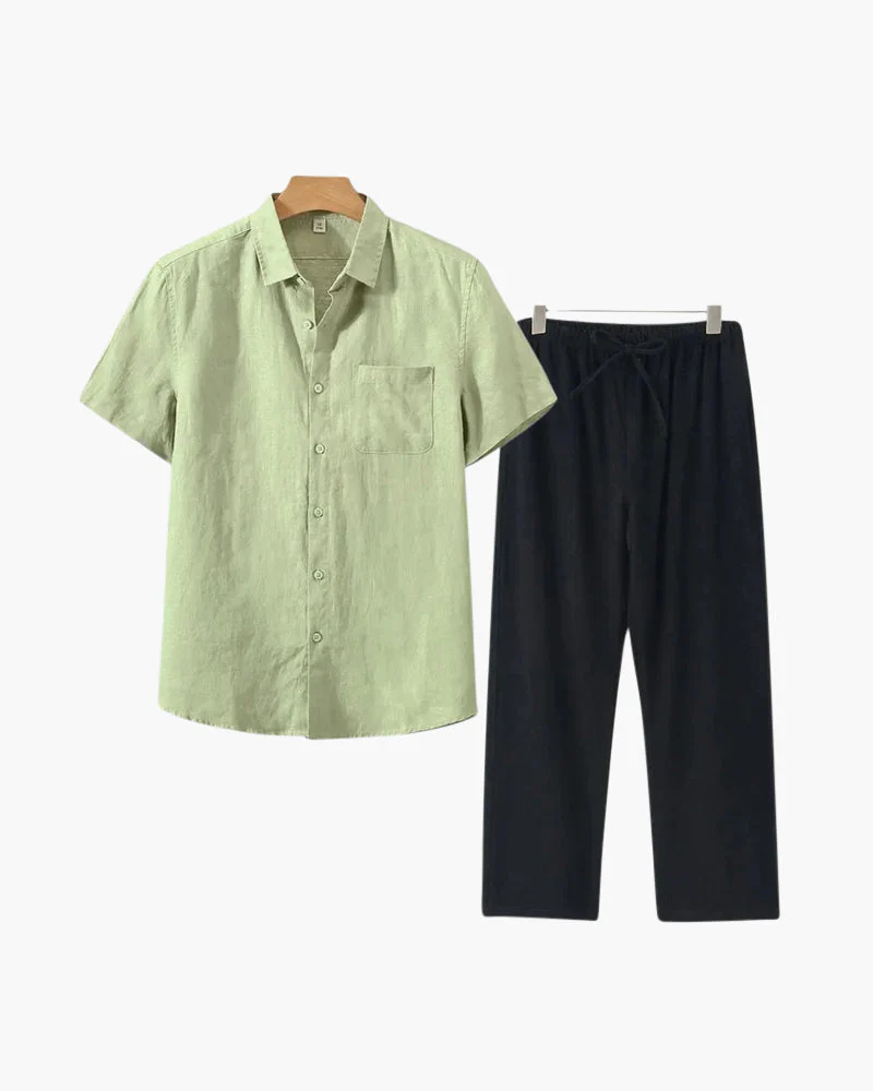 Lincoln | Old Money Herren Leinen-Set mit Kurzarmhemd & Sommerhose - Image 4
