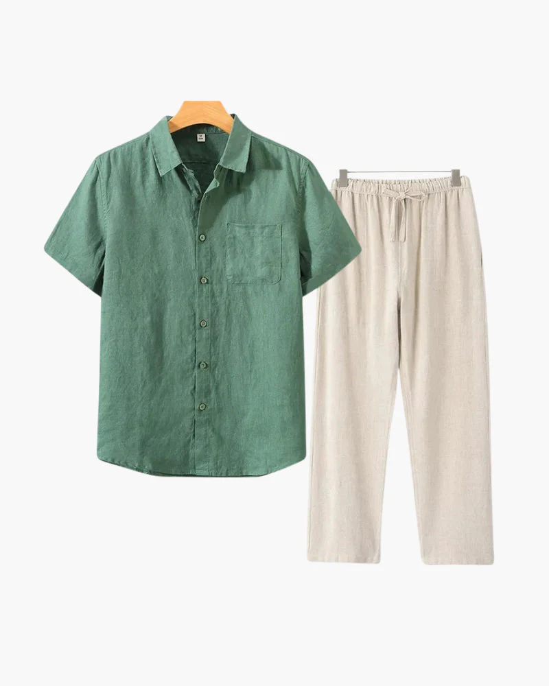 Lincoln | Old Money Herren Leinen-Set mit Kurzarmhemd & Sommerhose - Image 5