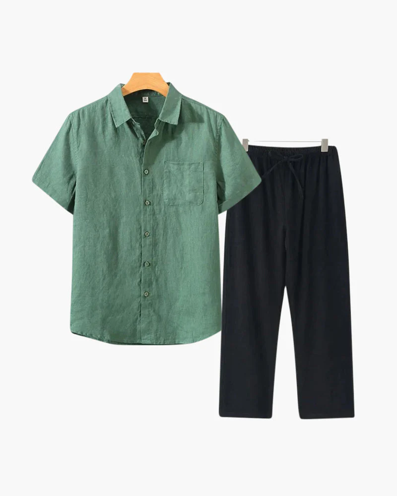 Lincoln | Old Money Herren Leinen-Set mit Kurzarmhemd & Sommerhose - Image 6