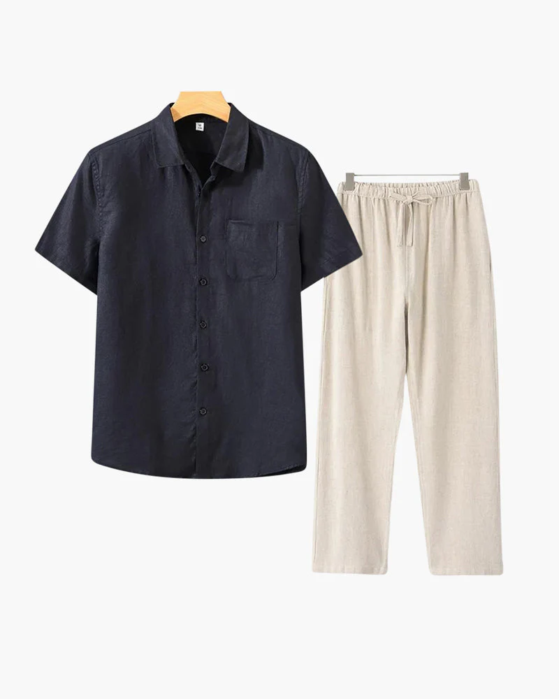 Lincoln | Old Money Herren Leinen-Set mit Kurzarmhemd & Sommerhose - Image 9