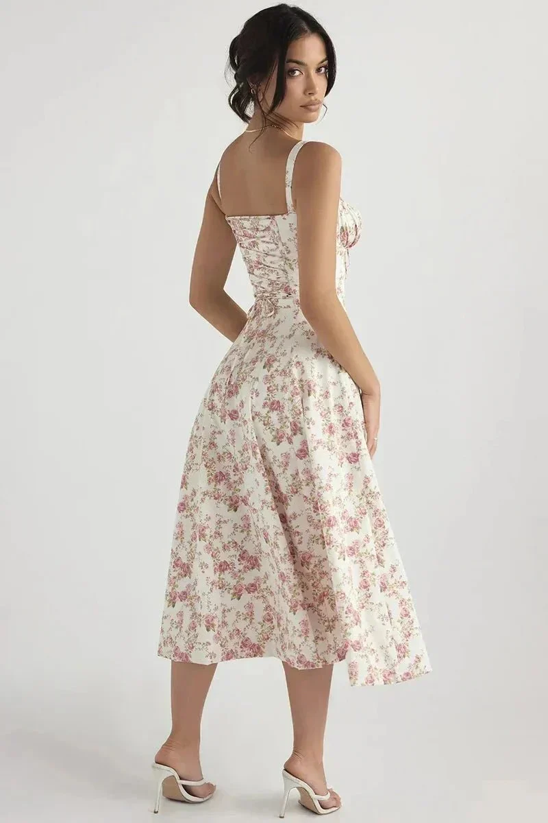 Linda | Damen Blumenkleid Korsett Seitenschlitz Midi – Blumen Korsett Midi 2026 - Image 12