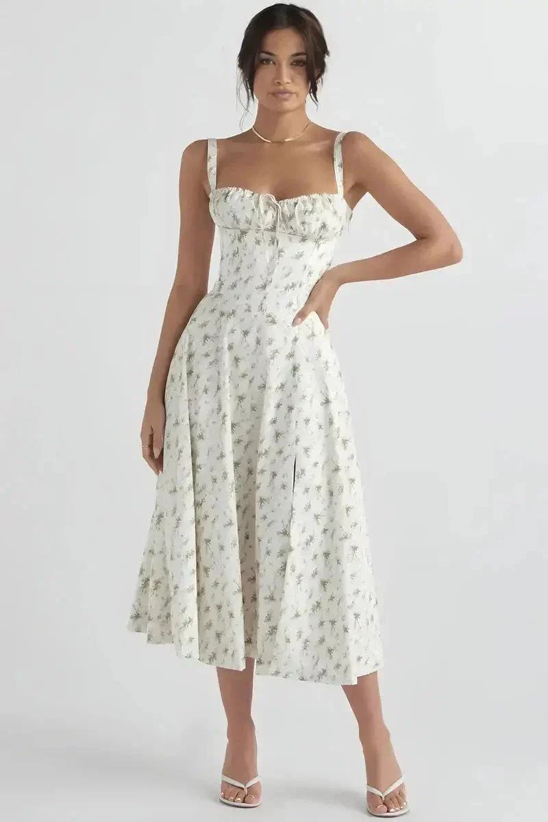 Linda | Damen Blumenkleid Korsett Seitenschlitz Midi – Blumen Korsett Midi 2026 - Image 14