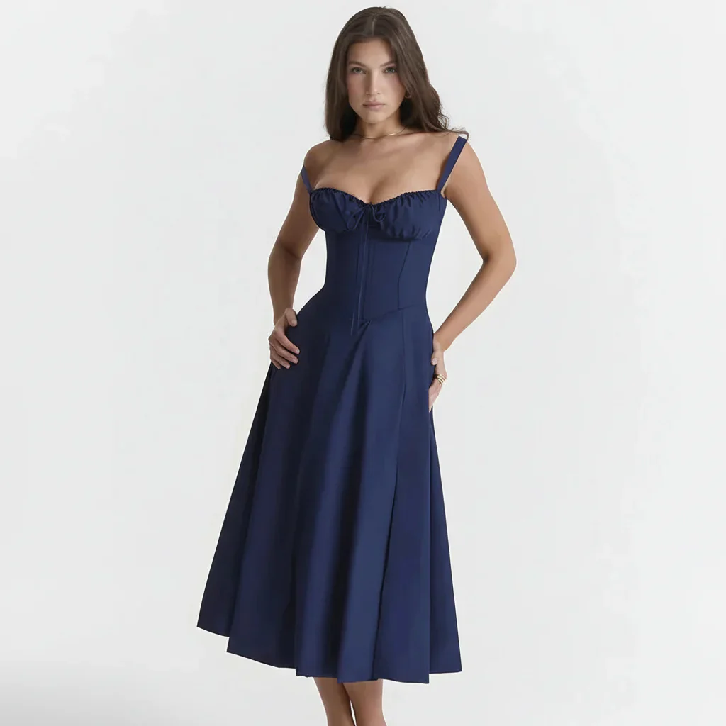 Linda | Damen Blumenkleid Korsett Seitenschlitz Midi – Blumen Korsett Midi 2026 - Image 20