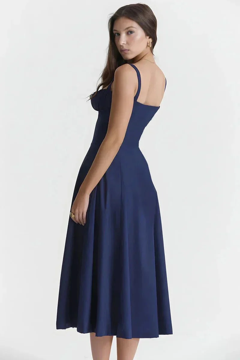 Linda | Damen Blumenkleid Korsett Seitenschlitz Midi – Blumen Korsett Midi 2026 - Image 5