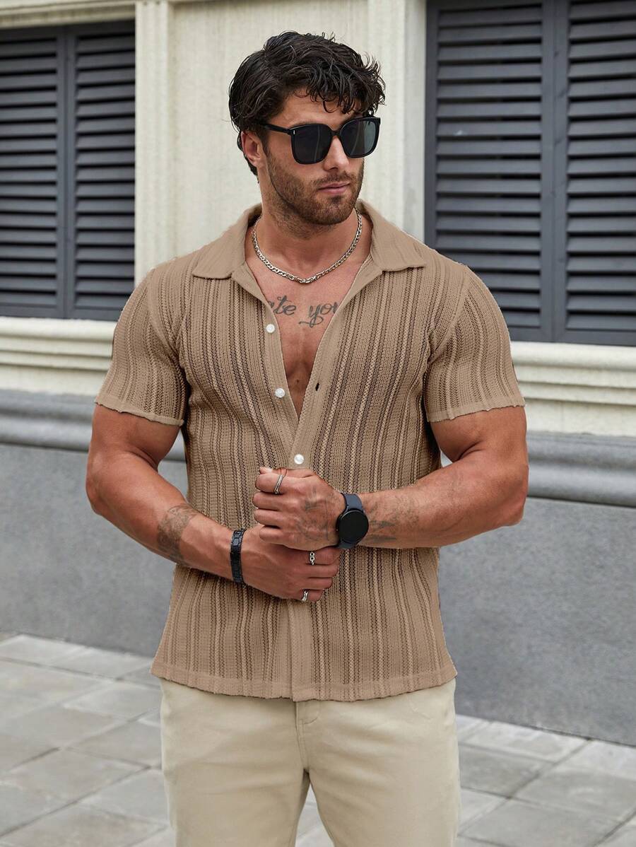 Linus – Herren Kurzarmhemd Einfarbig Frühling Sommer Lässig - Image 3