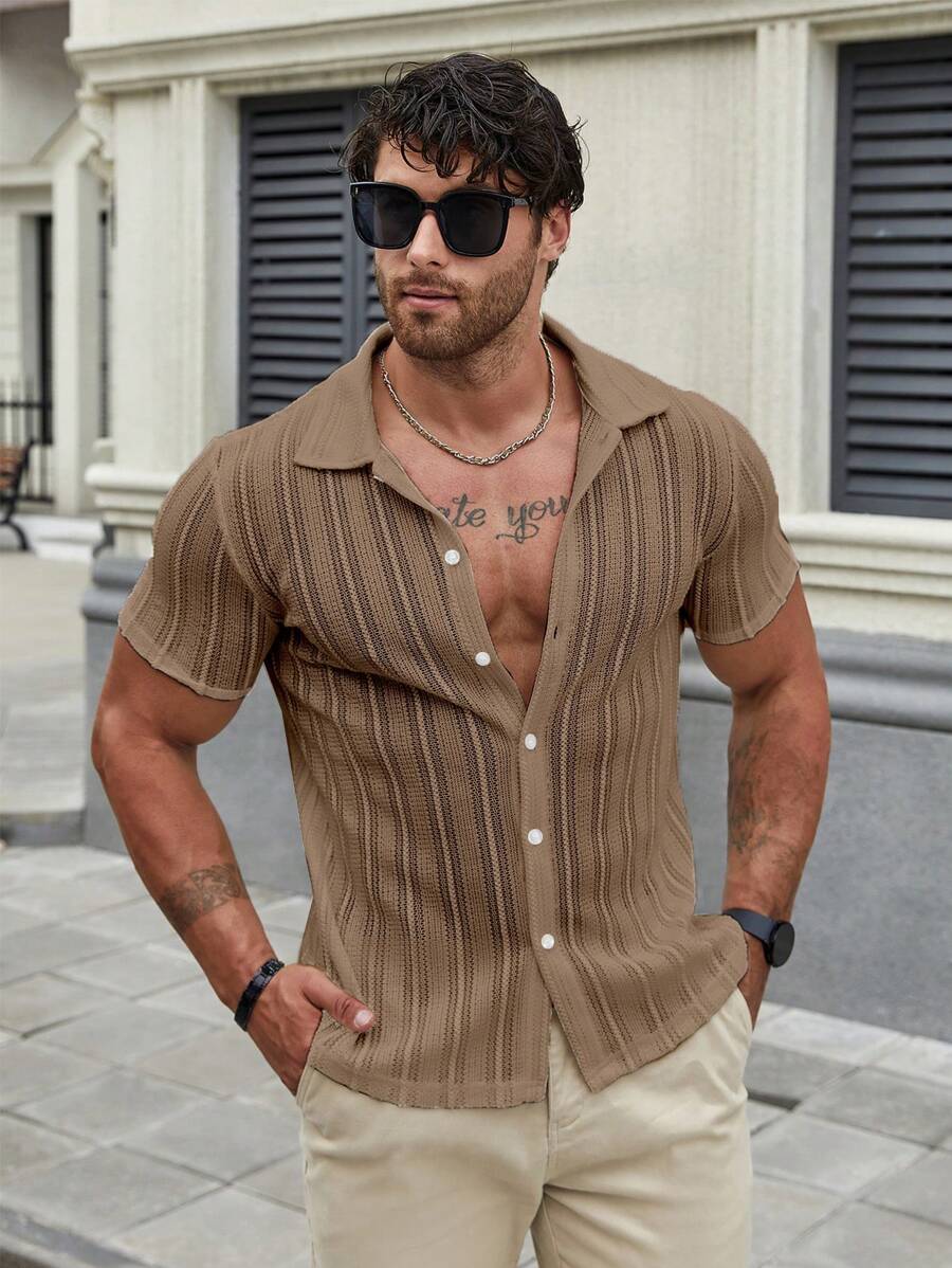 Linus – Herren Kurzarmhemd Einfarbig Frühling Sommer Lässig - Image 5