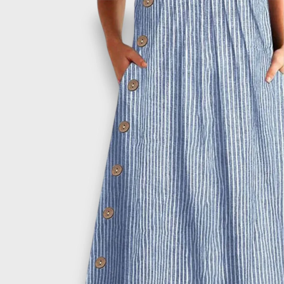 Lioraine – Gestreiftes Midikleid mit Knopfdetails - Image 3