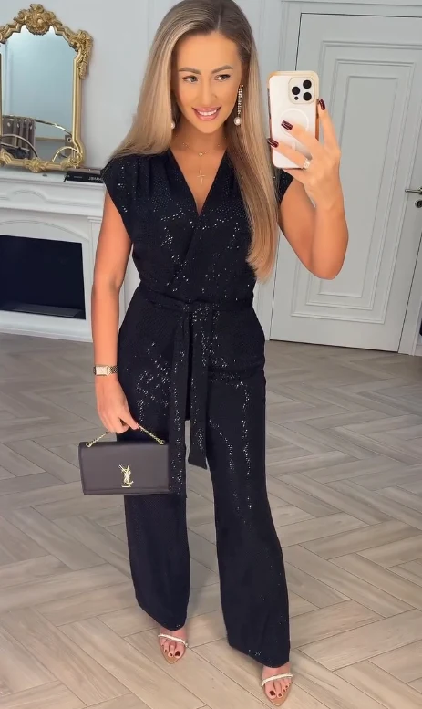 Lioraya - V-Ausschnitt-Jumpsuit mit Bindegürtel - Image 3