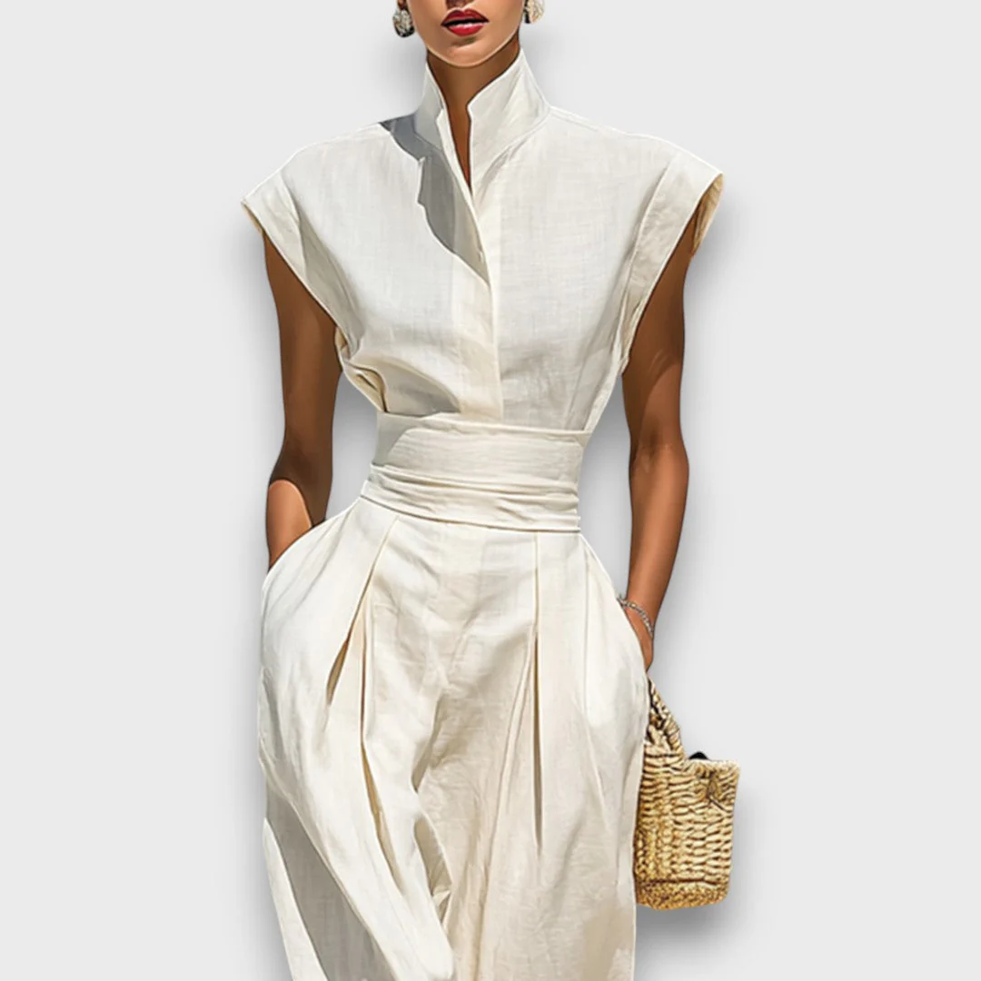 Liorna – Maxikleid aus reiner Baumwolle mit Kragen - Image 3