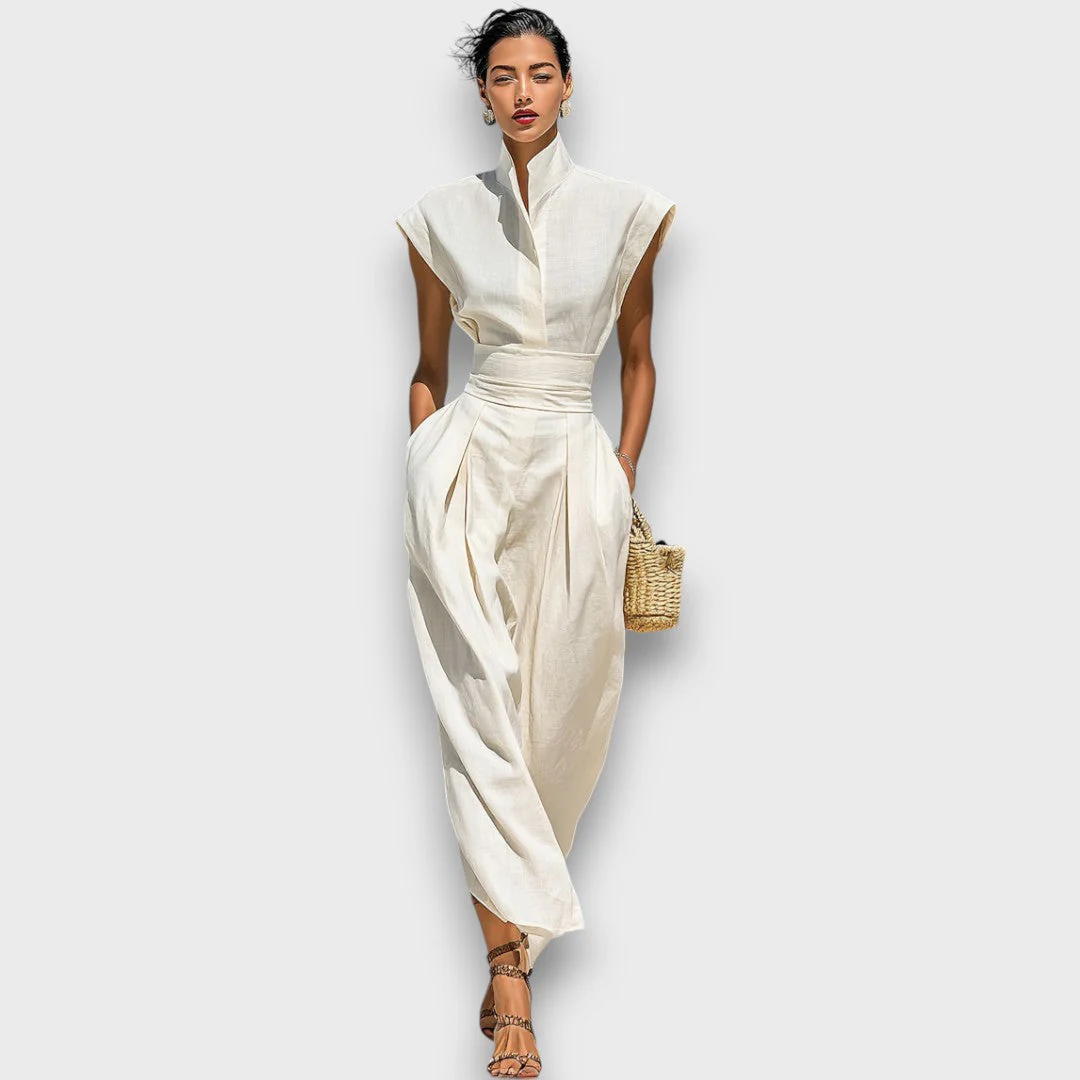 Liorna – Maxikleid aus reiner Baumwolle mit Kragen - Image 4