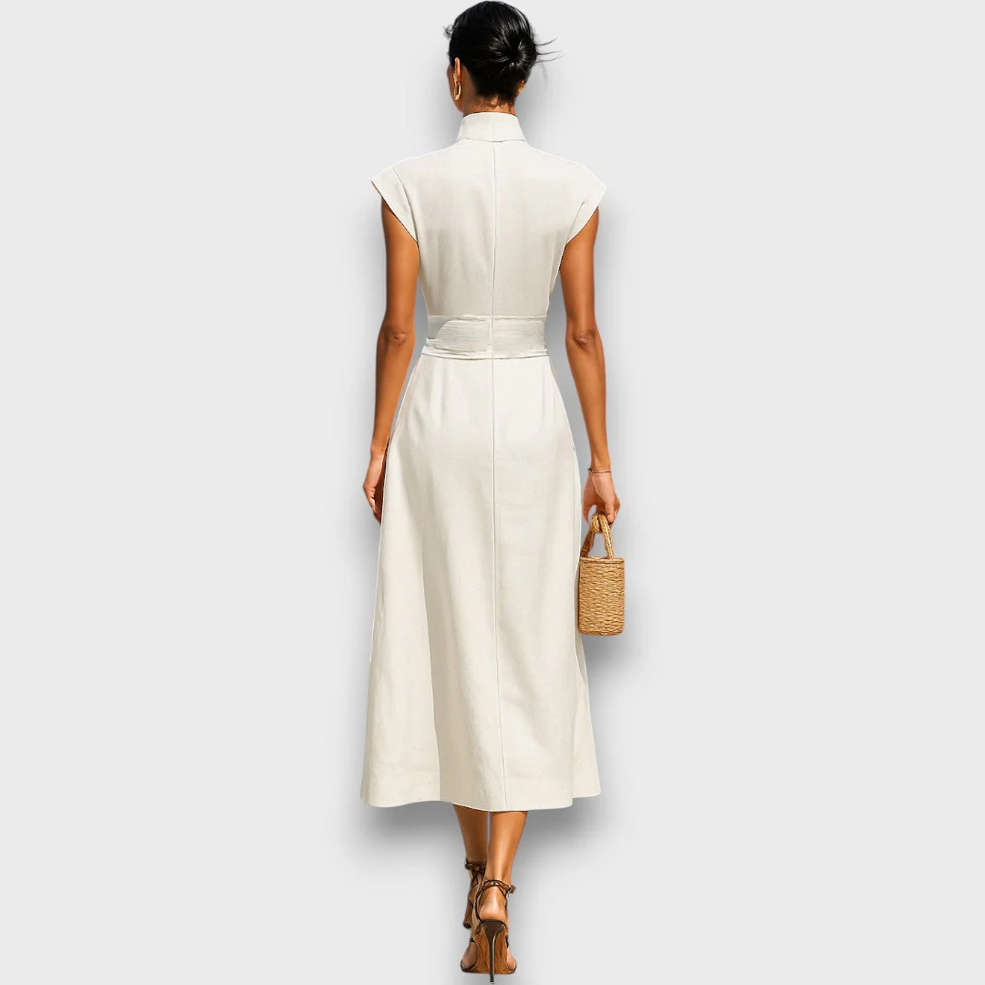 Liorna – Maxikleid aus reiner Baumwolle mit Kragen - Image 5
