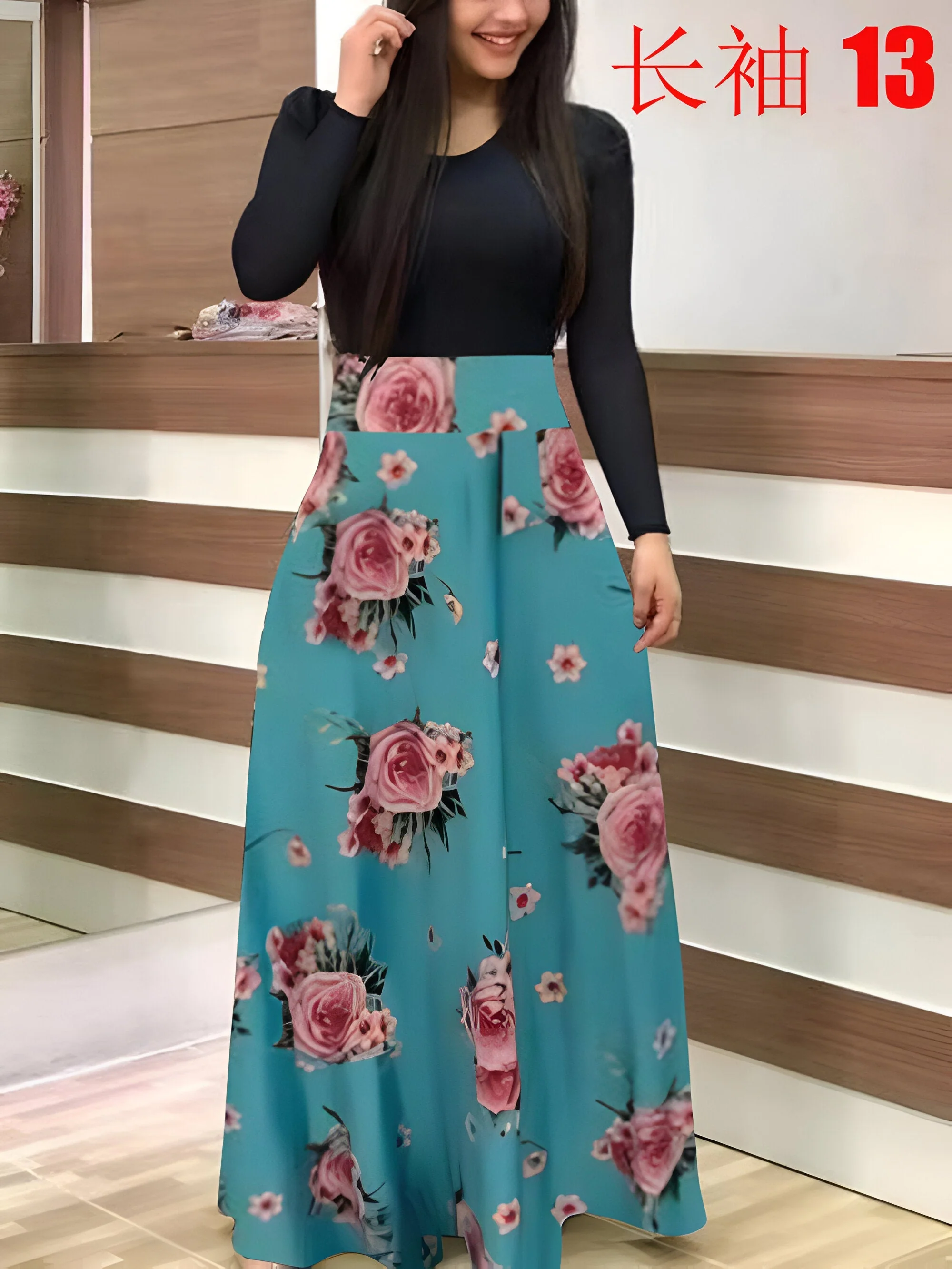 Liza | Elegantes Blumen Color-Block Kleid - Image 21
