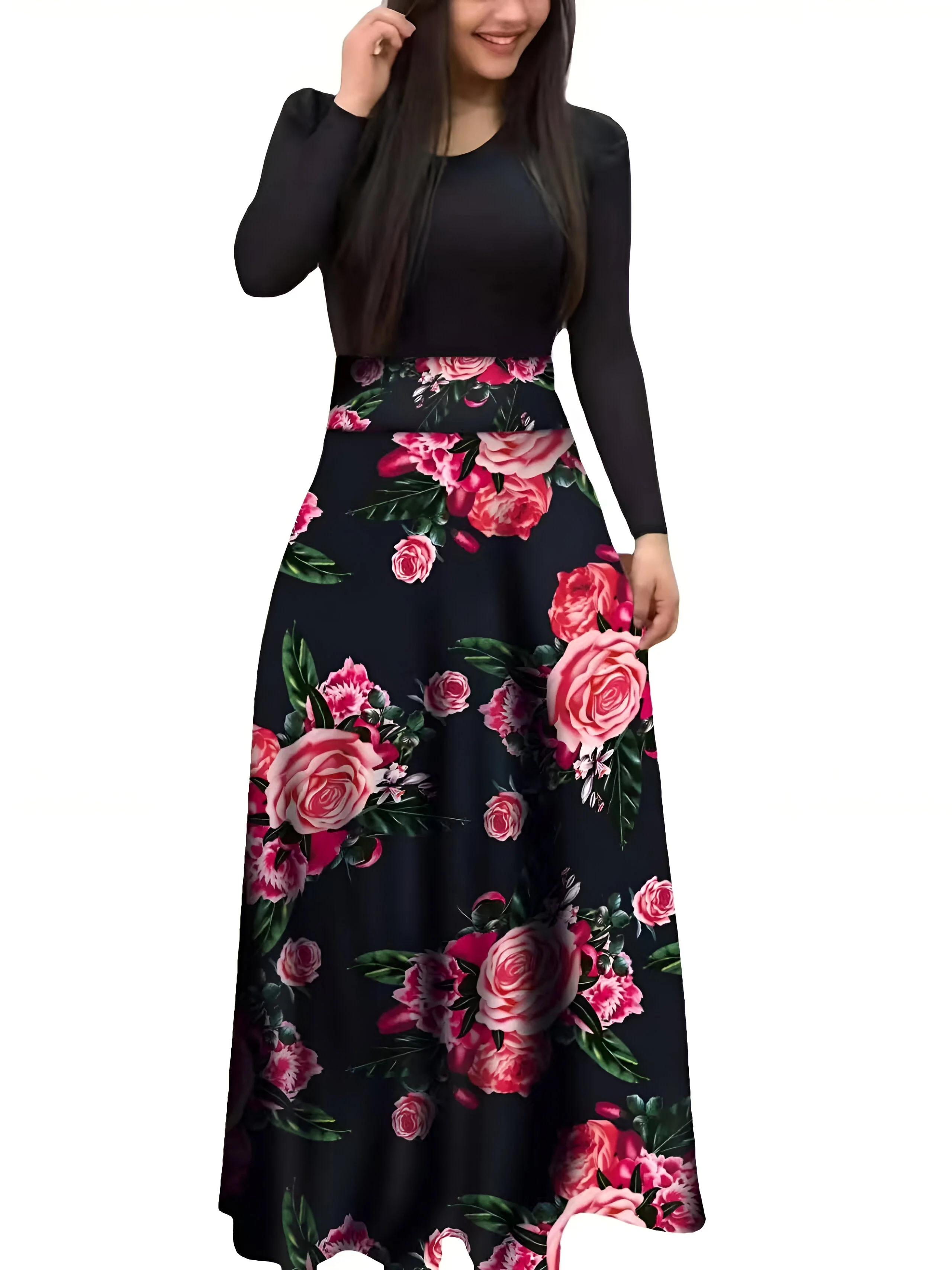 Liza | Elegantes Blumen Color-Block Kleid - Image 8