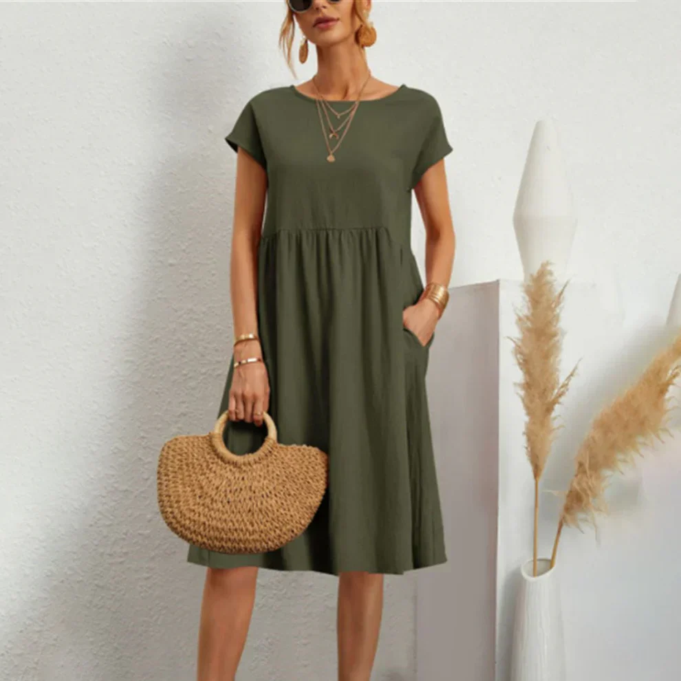 Lizel – Kurzärmliges Midikleid aus Baumwollmischung - Image 11