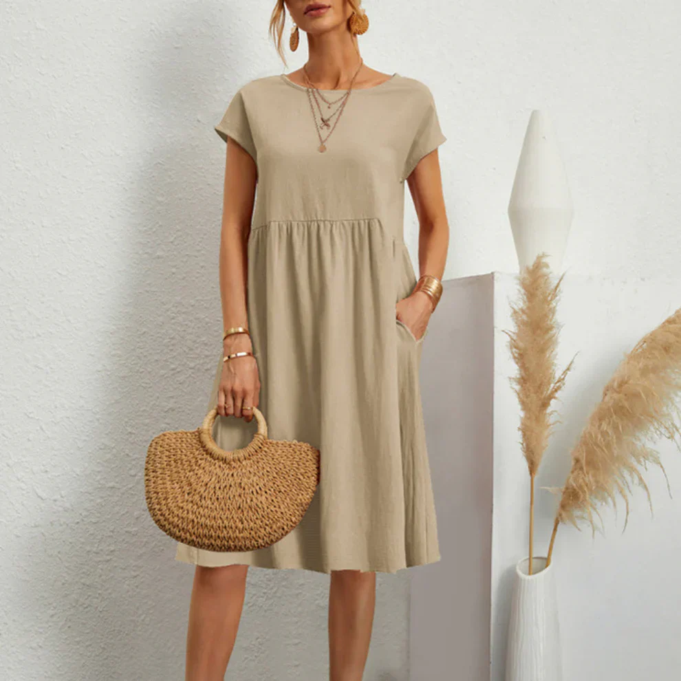 Lizel – Kurzärmliges Midikleid aus Baumwollmischung - Image 2